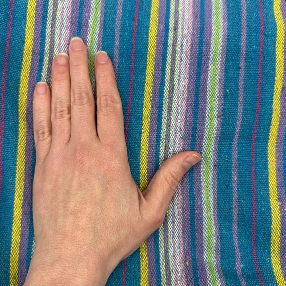 Striped Woven Canvas Tote Bag Zipper Handles Beach Bag Blue Purple Michael Stars - Picture 7 of 11